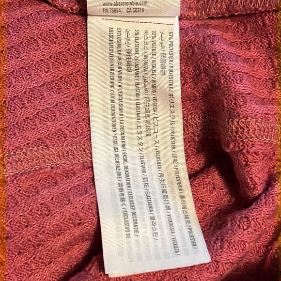 Abercrombie & Fitch Waffle Knit V-Neck Long Sleeve Pink Top Size XS - Picture 6 of 8